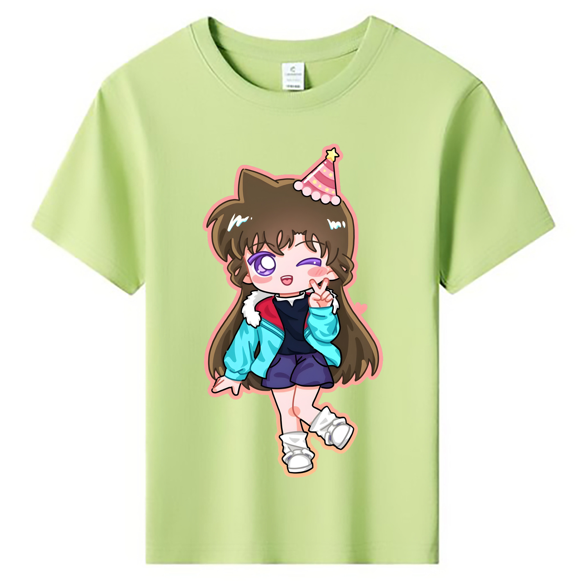 （画像用） 名探偵コナン 毛利 蘭 もうり らん、モーリ ラン Detective Conan Rachel Moore 綿100％キッズTシャツ（フロントプリント）